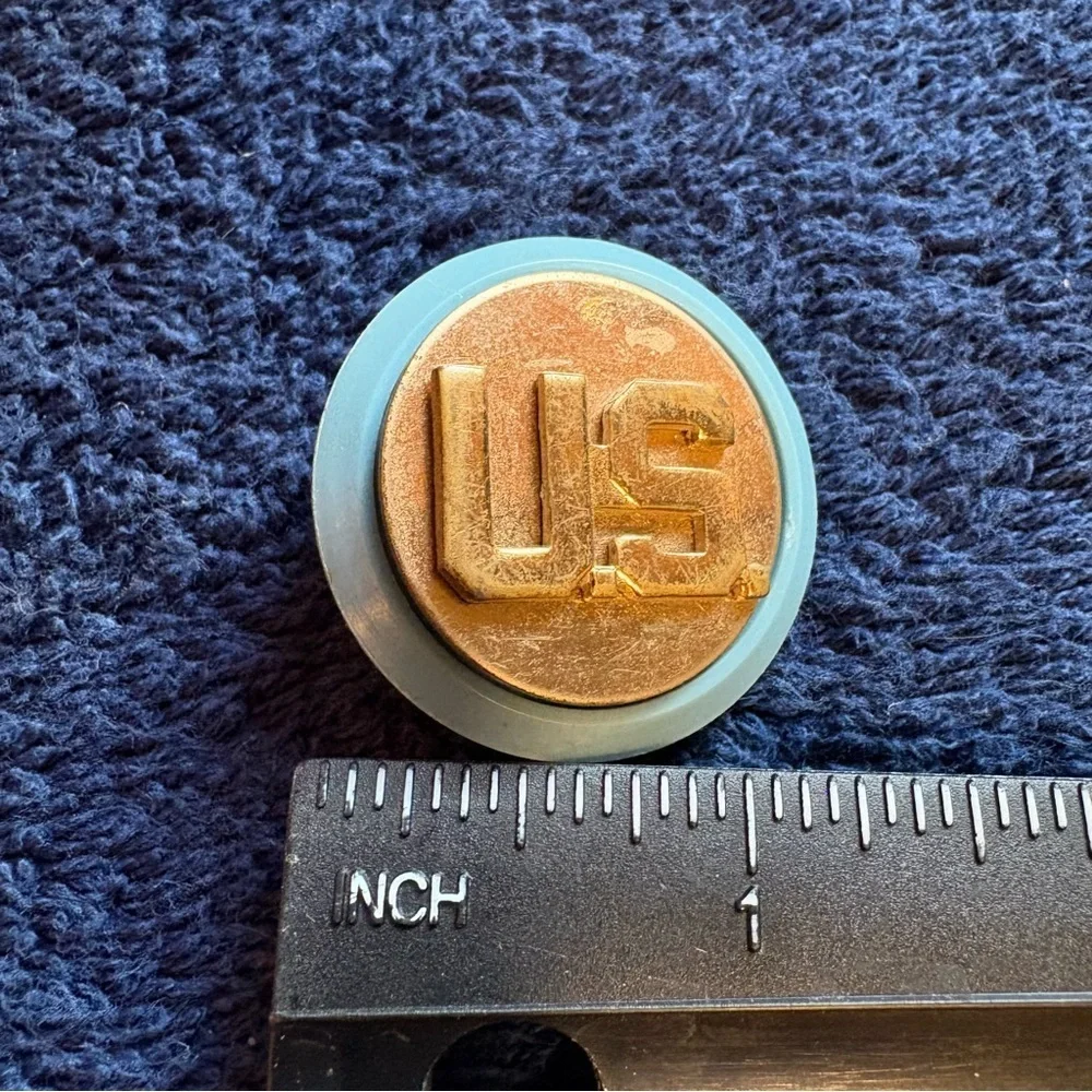 Vintage U.S. Army Brass Lapel Pin Makers Mark Denmark Military Eq Astoria NY D22
